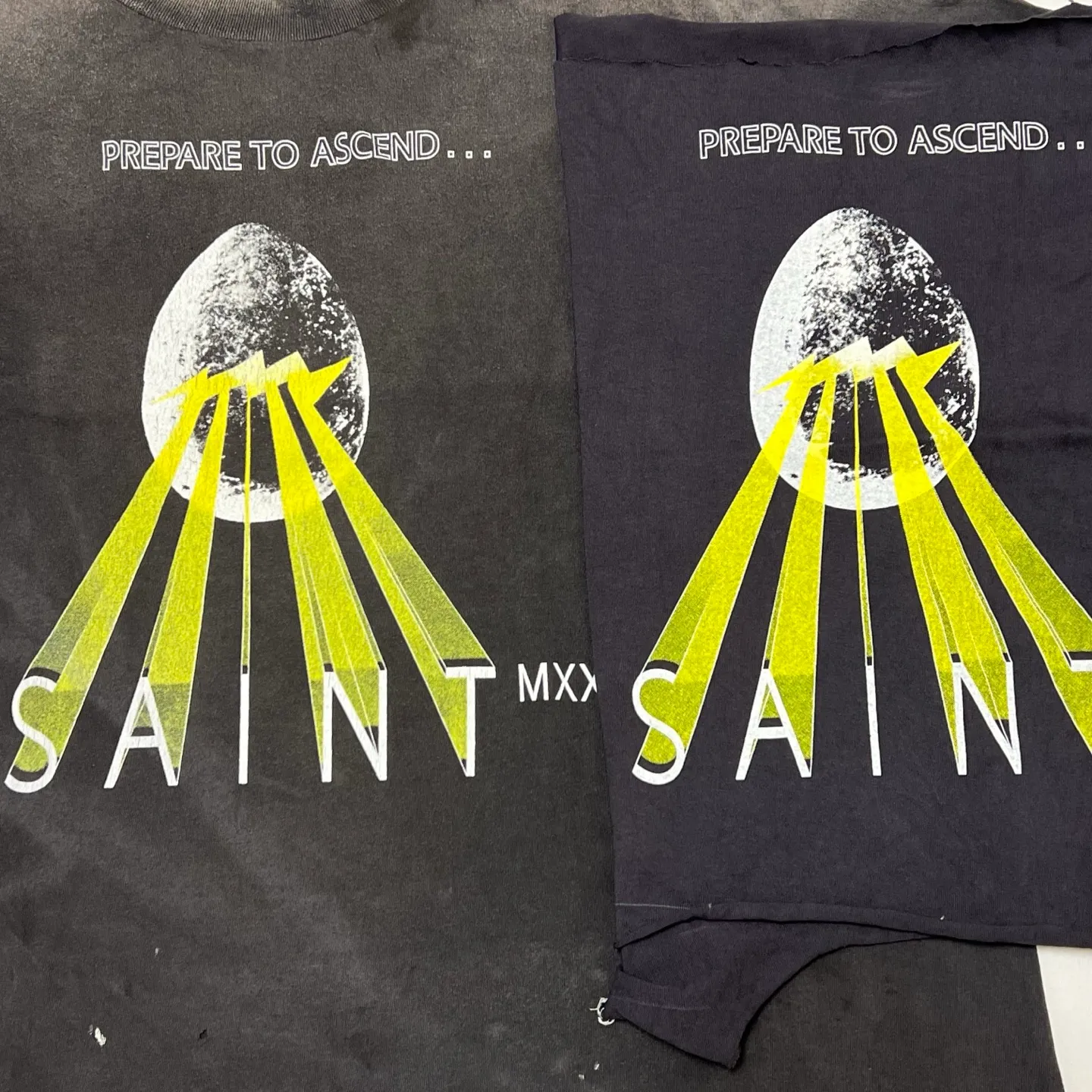 Printing proofing SAINT Mxxxxxx EGG SS TEE/BLK Broken egg shell/SAINT LOGO projection distressed retro short-sleeves Washed black S-XL Correct version Customized co-branded main mark/washed mark/cherub mark Tubular fabric Garment dyeing Rewashing water fading Destruction of graffiti Simulating natural distressed effect